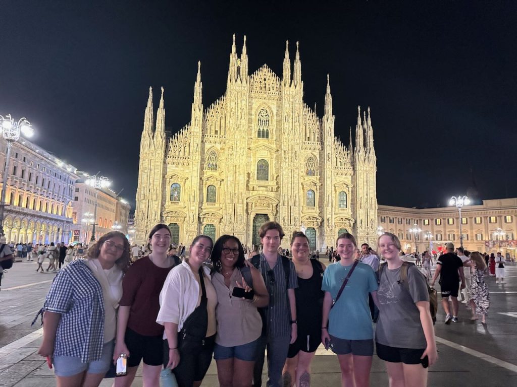 Milan's Duomo at night.